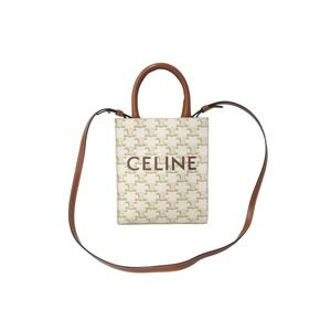 CELINE Vertical Cabas Triomphe shoulder bag white brown